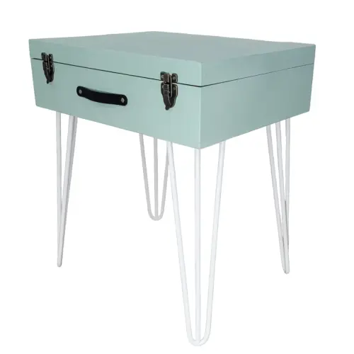 walizka stolik na metalowych nóżkach zielony kolor.webp