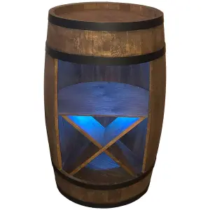 Drewniana beczka barek 80cm i stojak na wino. Oświetlenie LED RGB z pilotem