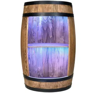 Drewniana beczka bareki z oświetleniem LED RGB wysokość 80cm