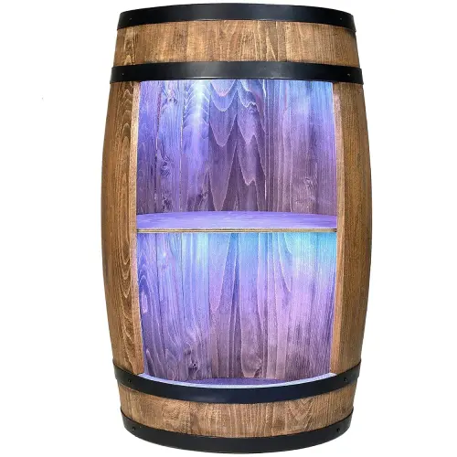 Drewniana beczka bareki z oświetleniem LED RGB wysokość 80cm (1).webp