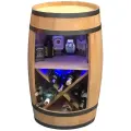 Drewniana beczka barek z półką X na wino i oświetleniem LED RGB - 80cm (1).webp