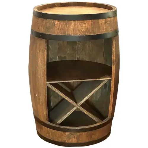 Drewniana beczka barek i stojak X na wino - 80cm (1).webp
