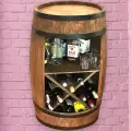 Drewniana beczka barek i stojak X na wino - 80cm (2).webp