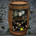 Drewniana beczka barek i stojak X na wino - 80cm (9).webp