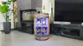 Drewniana beczka barek z pólkami na wino i z oświetleniem LED RGB - 80cm (2).webp