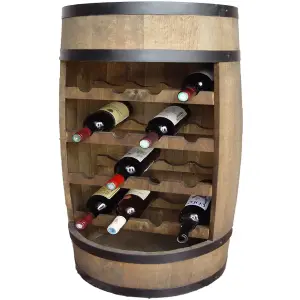 Drewniana beczka barek z 4 leżakami na wino - 80cm