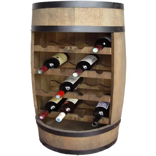 Drewniana beczka barek z 4 leżakami na wino - 80cm (1).webp
