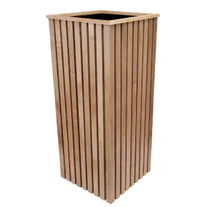 Duża drewniana doniczka 80x35x35 Panele 3D listwy-lamele z wkładem plastikowym i systemem nawadniającym.