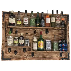 Półka na ścianę 3D bar domowy 72x112x15 cm. Drewniany bar rustykalny