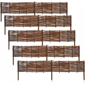 Palisada ogrodowa zestaw 5 szt. Płotek wiklinowy do ogrodu 120x20cm