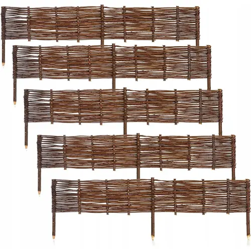 Palisada ogrodowa zestaw 5 szt. Płotek wiklinowy do ogrodu 120x20cm (1).webp