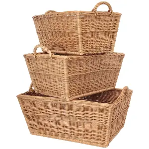 Zestaw 3 prostokątnych koszy wiklinowy 54,62,70 cm