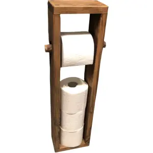 Drewniany stojak na papier toaletowy - Rustykalny
