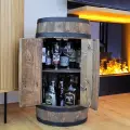 Drewniana beczka z drzwiami bar domowy na butelki z winem (4).webp