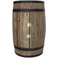 Drewniana beczka z drzwiami bar domowy na butelki z winem (10).webp