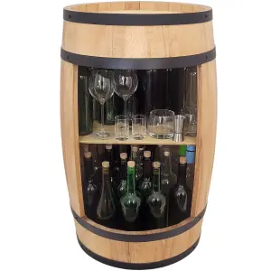 Drewniana beczka barek z półką – 80cm. Rustykalna szafka bar
