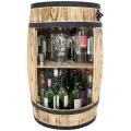 Drewniany stojak na alkohol z półkami.webp