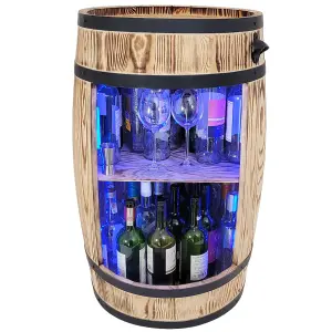 Drewniana beczka barowa z LED RGB - Rustykalny Barek na Alkohol