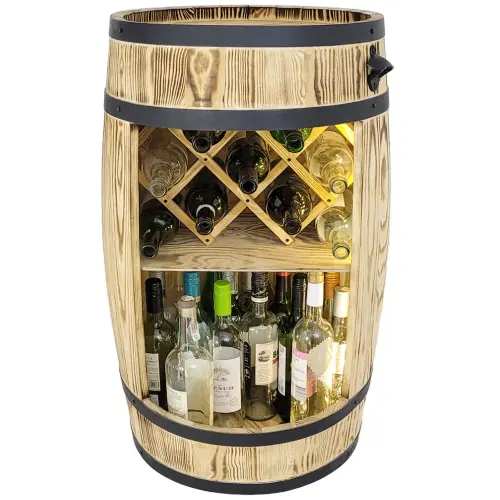 Drewniana beczka na alkohol z LED.webp