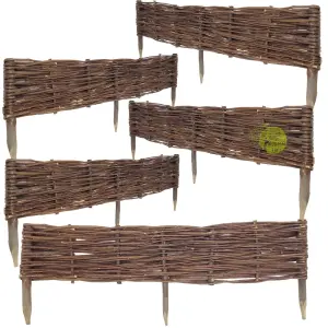 Wiklinowy płotek ogrodowy 100x20 cm – Zestaw 5 szt. Naturalna palisada