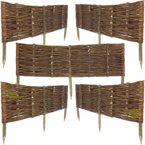Wiklinowy płotek ogrodowy 100x30cm x 5szt - Naturalna palisada z wikliny do rabat i ścieżek
