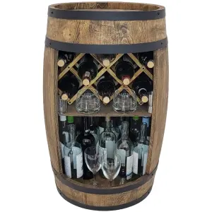 Barek w kształcie beczki z leżakiem na butelki z winem, bar domowy 80x50cm wenge