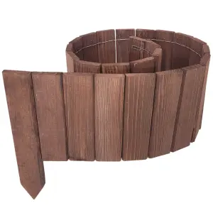 Drewniany płotek ogrodowy 5 szt. 110x30x20cm – brązowe obrzeże do rabat 550 cm