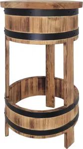 Stołek barowy z drewna rustykalny z metalowymi pierścieniami wysokość 76 cm, 24. Designerski taboret kuchenny